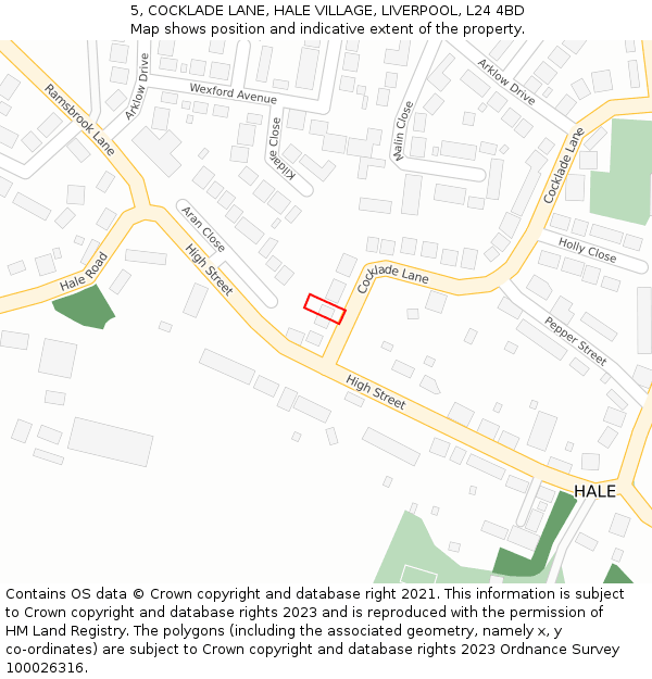 5, COCKLADE LANE, HALE VILLAGE, LIVERPOOL, L24 4BD: Location map and indicative extent of plot