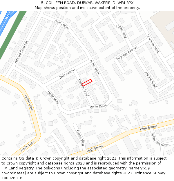 5, COLLEEN ROAD, DURKAR, WAKEFIELD, WF4 3PX: Location map and indicative extent of plot