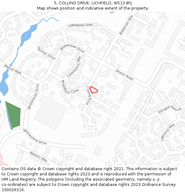 5, COLLING DRIVE, LICHFIELD, WS13 8FJ: Location map and indicative extent of plot