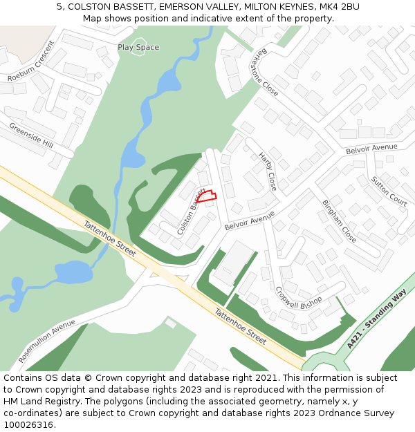 5, COLSTON BASSETT, EMERSON VALLEY, MILTON KEYNES, MK4 2BU: Location map and indicative extent of plot