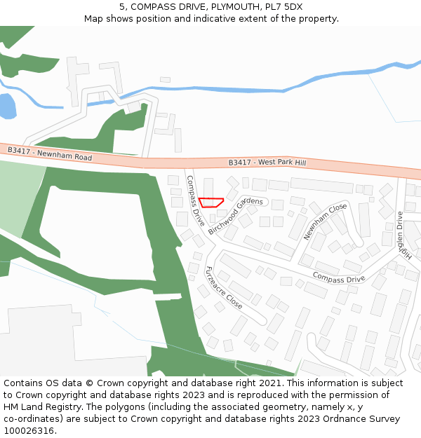 5, COMPASS DRIVE, PLYMOUTH, PL7 5DX: Location map and indicative extent of plot