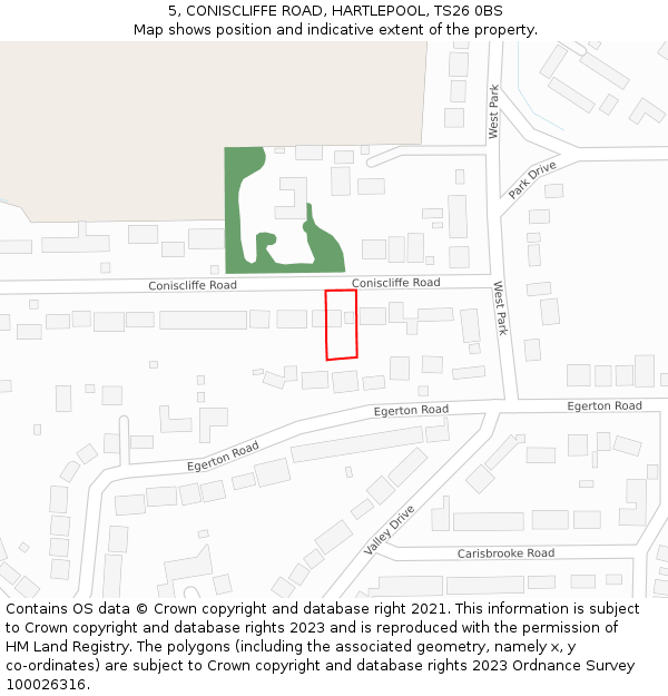 5, CONISCLIFFE ROAD, HARTLEPOOL, TS26 0BS: Location map and indicative extent of plot