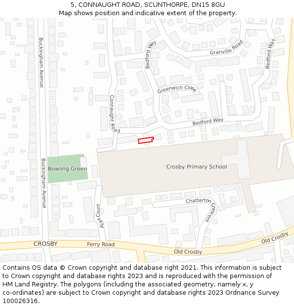 5, CONNAUGHT ROAD, SCUNTHORPE, DN15 8GU: Location map and indicative extent of plot