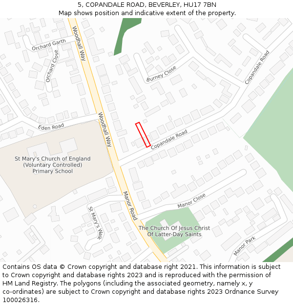 5, COPANDALE ROAD, BEVERLEY, HU17 7BN: Location map and indicative extent of plot