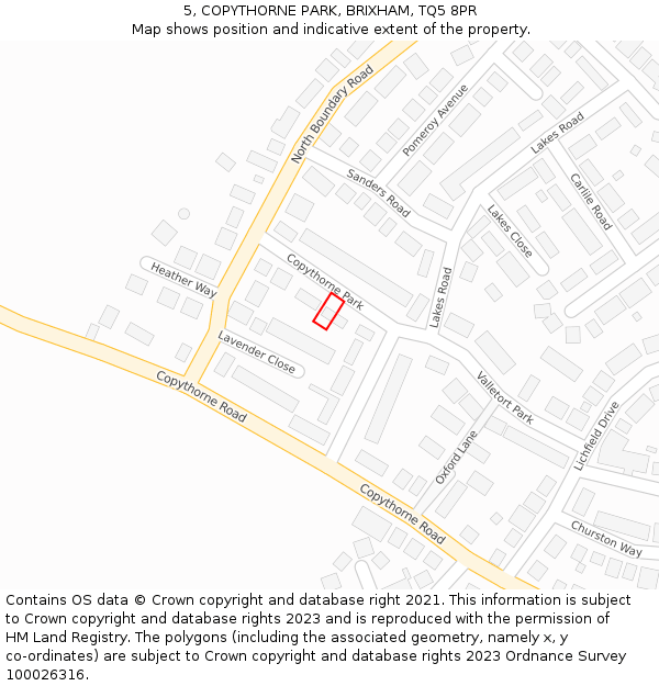 5, COPYTHORNE PARK, BRIXHAM, TQ5 8PR: Location map and indicative extent of plot