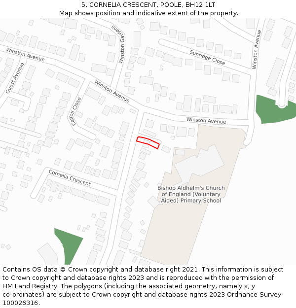 5, CORNELIA CRESCENT, POOLE, BH12 1LT: Location map and indicative extent of plot