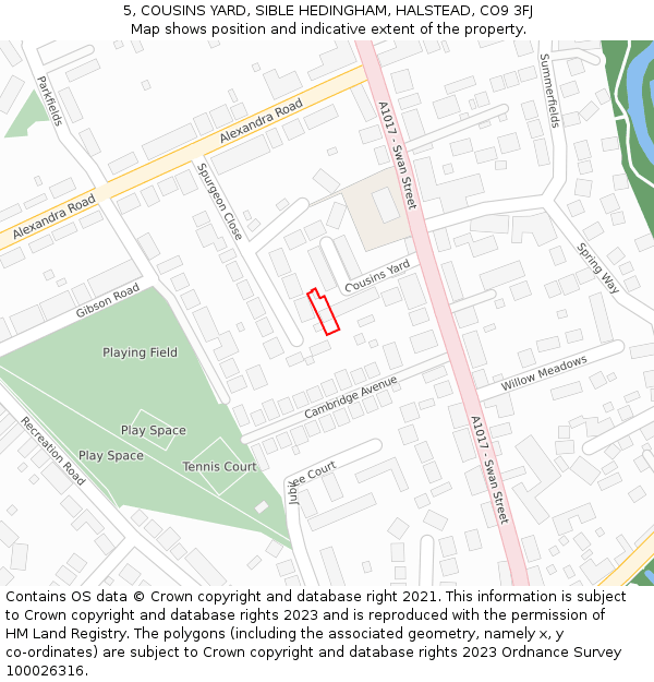 5, COUSINS YARD, SIBLE HEDINGHAM, HALSTEAD, CO9 3FJ: Location map and indicative extent of plot