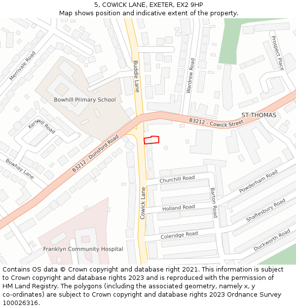 5, COWICK LANE, EXETER, EX2 9HP: Location map and indicative extent of plot