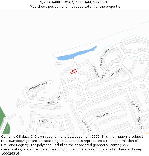 5, CRABAPPLE ROAD, DEREHAM, NR20 3GH: Location map and indicative extent of plot