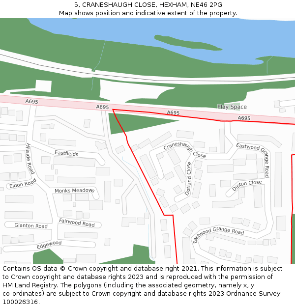 5, CRANESHAUGH CLOSE, HEXHAM, NE46 2PG: Location map and indicative extent of plot