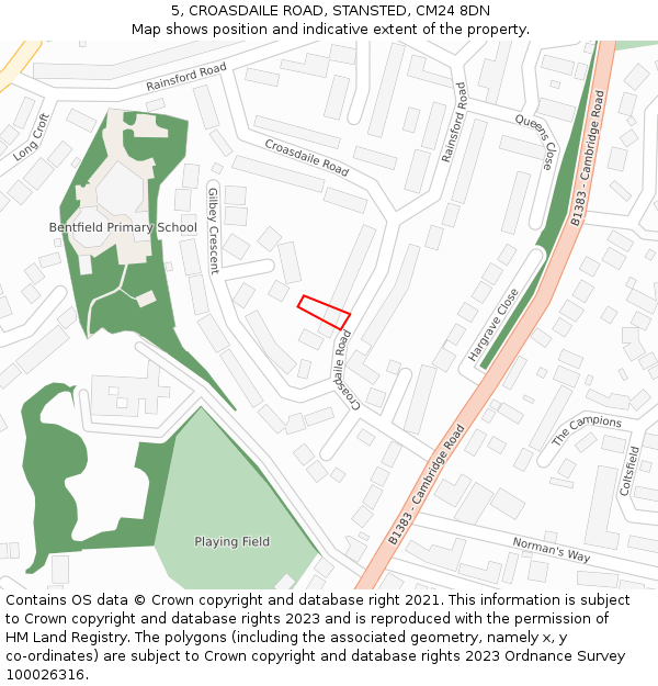 5, CROASDAILE ROAD, STANSTED, CM24 8DN: Location map and indicative extent of plot