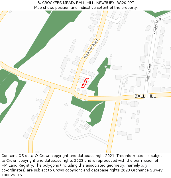 5, CROCKERS MEAD, BALL HILL, NEWBURY, RG20 0PT: Location map and indicative extent of plot