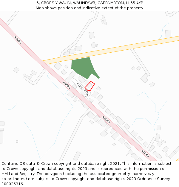 5, CROES Y WAUN, WAUNFAWR, CAERNARFON, LL55 4YP: Location map and indicative extent of plot