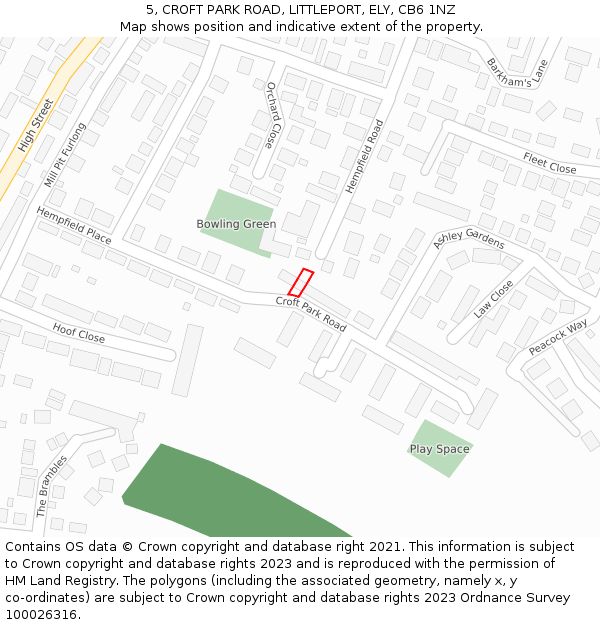 5, CROFT PARK ROAD, LITTLEPORT, ELY, CB6 1NZ: Location map and indicative extent of plot