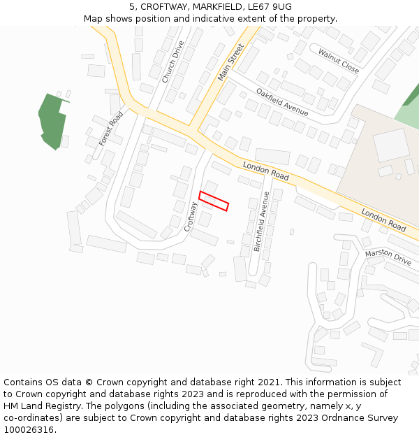 5, CROFTWAY, MARKFIELD, LE67 9UG: Location map and indicative extent of plot
