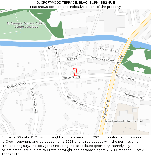 5, CROFTWOOD TERRACE, BLACKBURN, BB2 4UE: Location map and indicative extent of plot