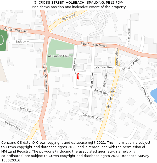 5, CROSS STREET, HOLBEACH, SPALDING, PE12 7DW: Location map and indicative extent of plot