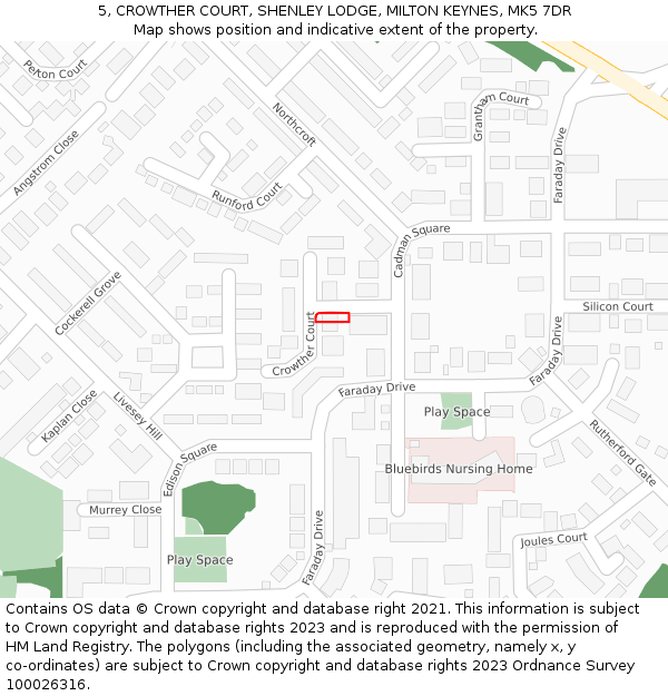 5, CROWTHER COURT, SHENLEY LODGE, MILTON KEYNES, MK5 7DR: Location map and indicative extent of plot