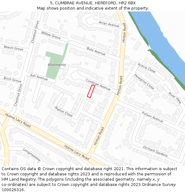 5, CUMBRAE AVENUE, HEREFORD, HR2 6BX: Location map and indicative extent of plot