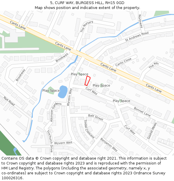 5, CURF WAY, BURGESS HILL, RH15 0GD: Location map and indicative extent of plot