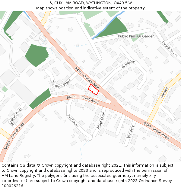 5, CUXHAM ROAD, WATLINGTON, OX49 5JW: Location map and indicative extent of plot