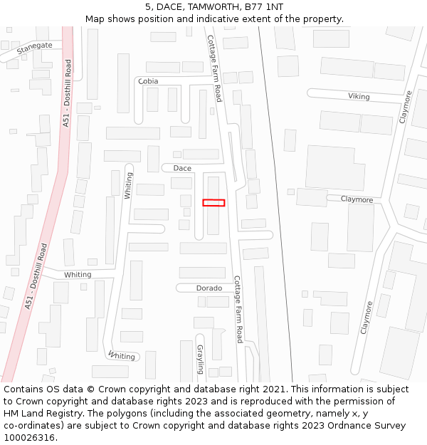 5, DACE, TAMWORTH, B77 1NT: Location map and indicative extent of plot