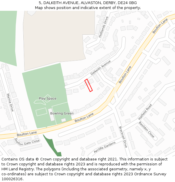 5, DALKEITH AVENUE, ALVASTON, DERBY, DE24 0BG: Location map and indicative extent of plot