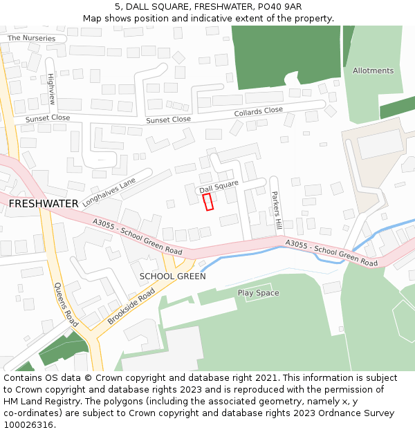 5, DALL SQUARE, FRESHWATER, PO40 9AR: Location map and indicative extent of plot