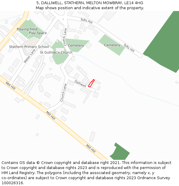 5, DALLIWELL, STATHERN, MELTON MOWBRAY, LE14 4HG: Location map and indicative extent of plot