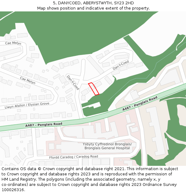 5, DANYCOED, ABERYSTWYTH, SY23 2HD: Location map and indicative extent of plot