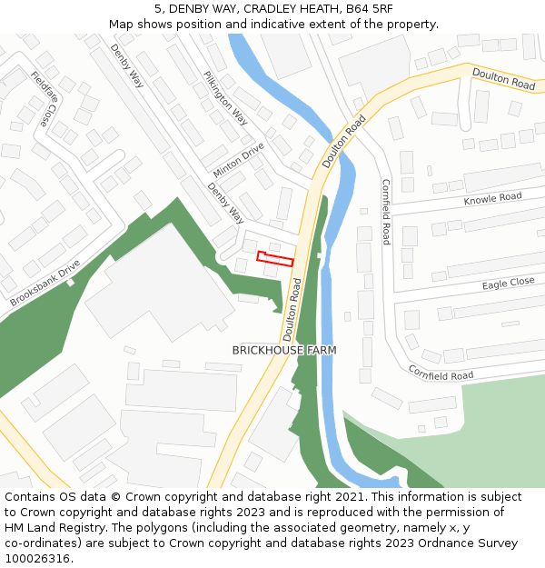 5, DENBY WAY, CRADLEY HEATH, B64 5RF: Location map and indicative extent of plot