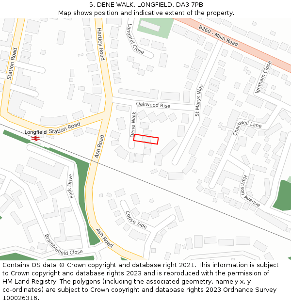 5, DENE WALK, LONGFIELD, DA3 7PB: Location map and indicative extent of plot