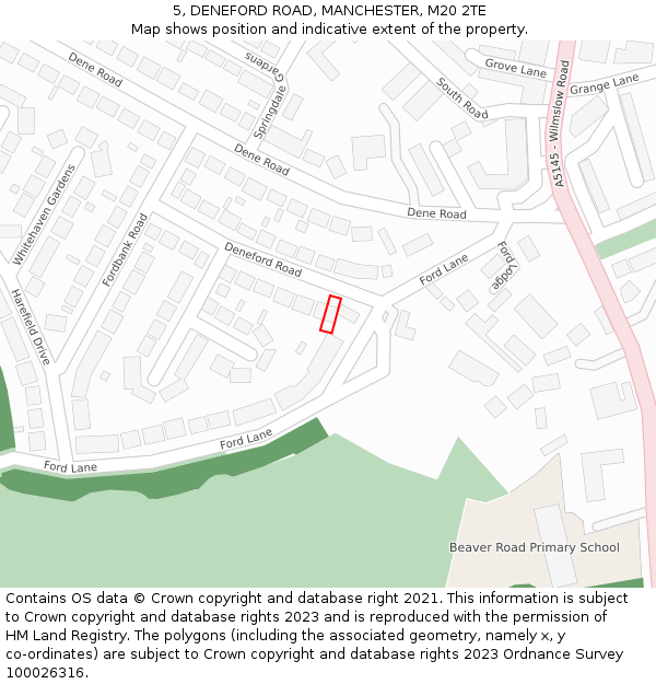 5, DENEFORD ROAD, MANCHESTER, M20 2TE: Location map and indicative extent of plot