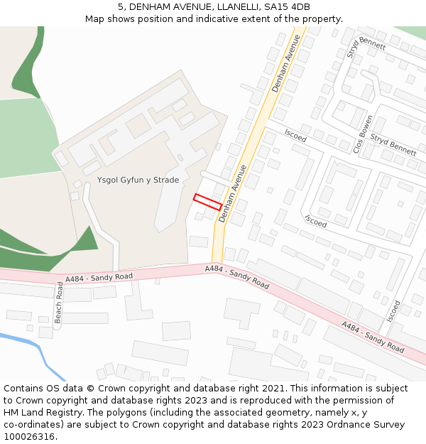 5, DENHAM AVENUE, LLANELLI, SA15 4DB: Location map and indicative extent of plot