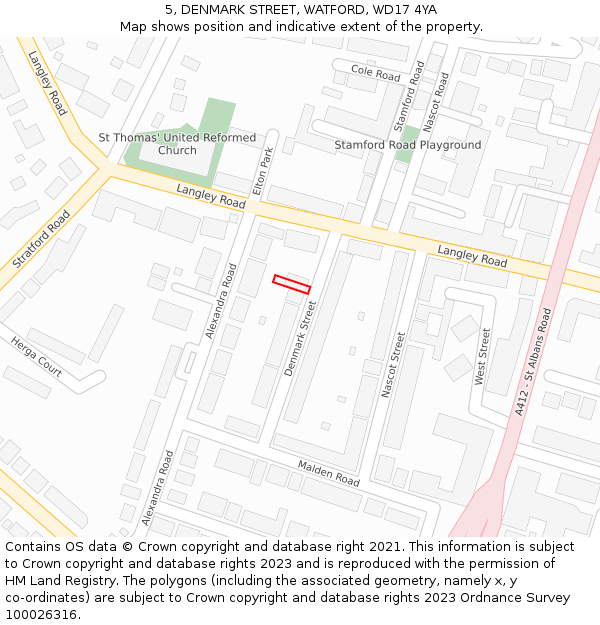 5, DENMARK STREET, WATFORD, WD17 4YA: Location map and indicative extent of plot