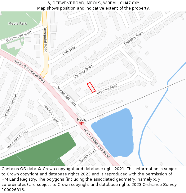 5, DERWENT ROAD, MEOLS, WIRRAL, CH47 8XY: Location map and indicative extent of plot