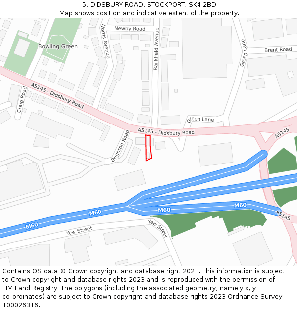 5, DIDSBURY ROAD, STOCKPORT, SK4 2BD: Location map and indicative extent of plot