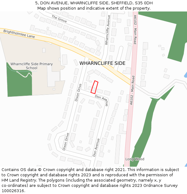 5, DON AVENUE, WHARNCLIFFE SIDE, SHEFFIELD, S35 0DH: Location map and indicative extent of plot