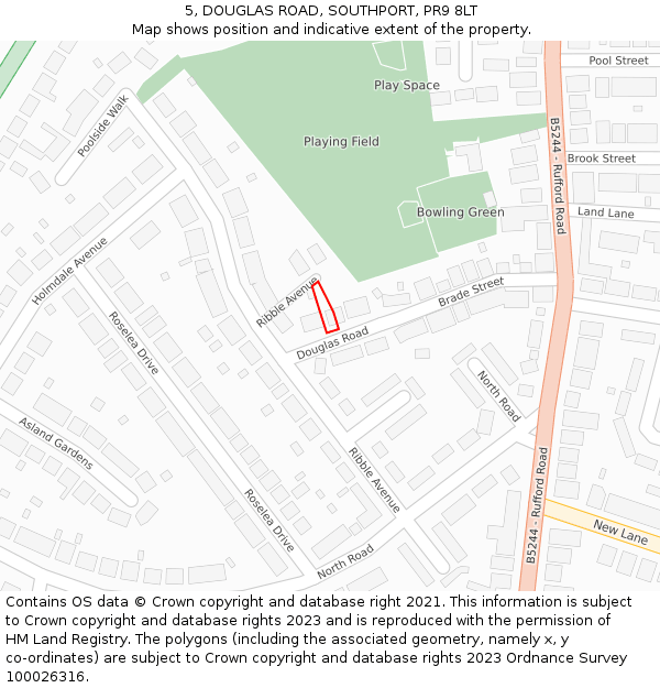 5, DOUGLAS ROAD, SOUTHPORT, PR9 8LT: Location map and indicative extent of plot