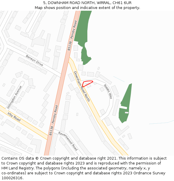 5, DOWNHAM ROAD NORTH, WIRRAL, CH61 6UR: Location map and indicative extent of plot