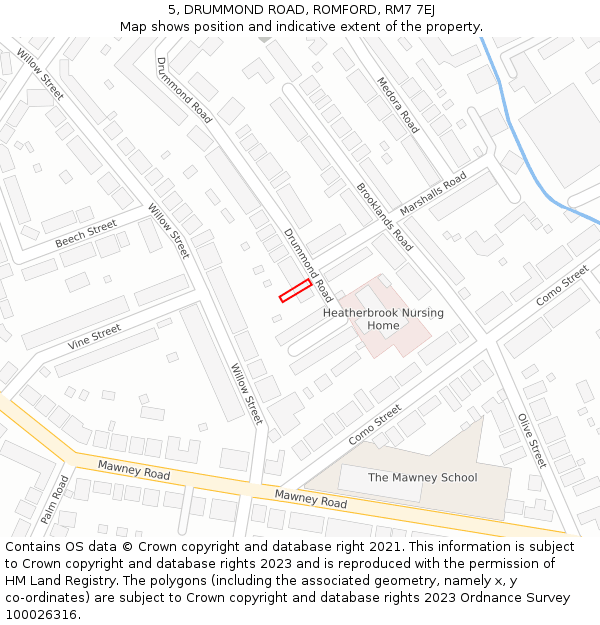 5, DRUMMOND ROAD, ROMFORD, RM7 7EJ: Location map and indicative extent of plot