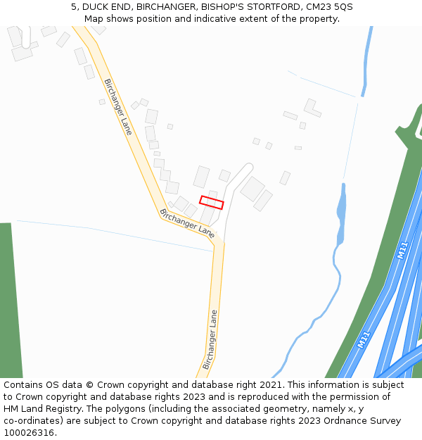 5, DUCK END, BIRCHANGER, BISHOP'S STORTFORD, CM23 5QS: Location map and indicative extent of plot