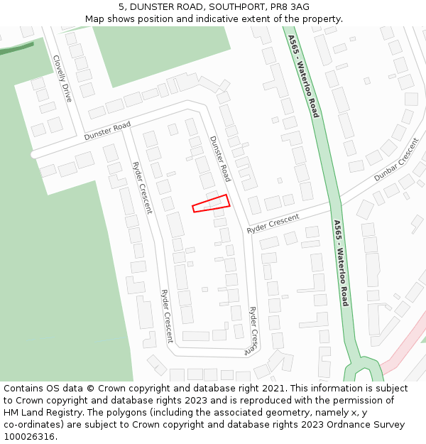 5, DUNSTER ROAD, SOUTHPORT, PR8 3AG: Location map and indicative extent of plot