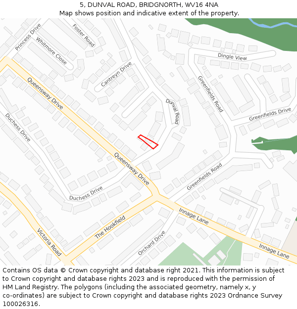 5, DUNVAL ROAD, BRIDGNORTH, WV16 4NA: Location map and indicative extent of plot