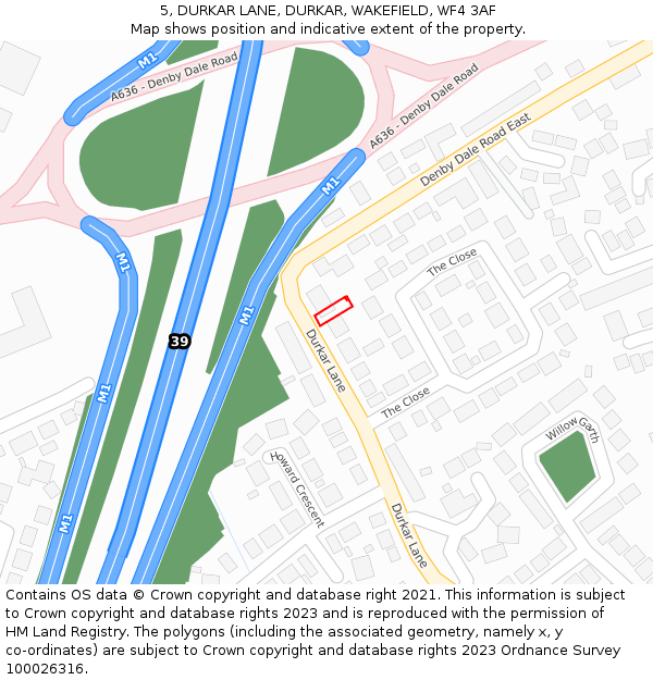 5, DURKAR LANE, DURKAR, WAKEFIELD, WF4 3AF: Location map and indicative extent of plot