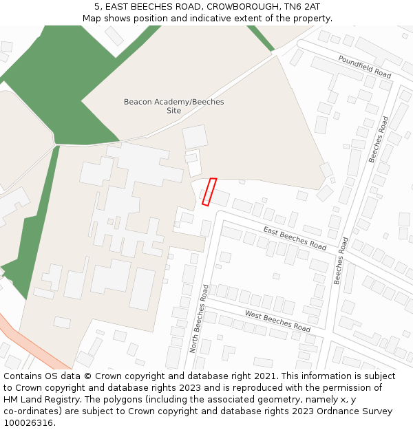 5, EAST BEECHES ROAD, CROWBOROUGH, TN6 2AT: Location map and indicative extent of plot