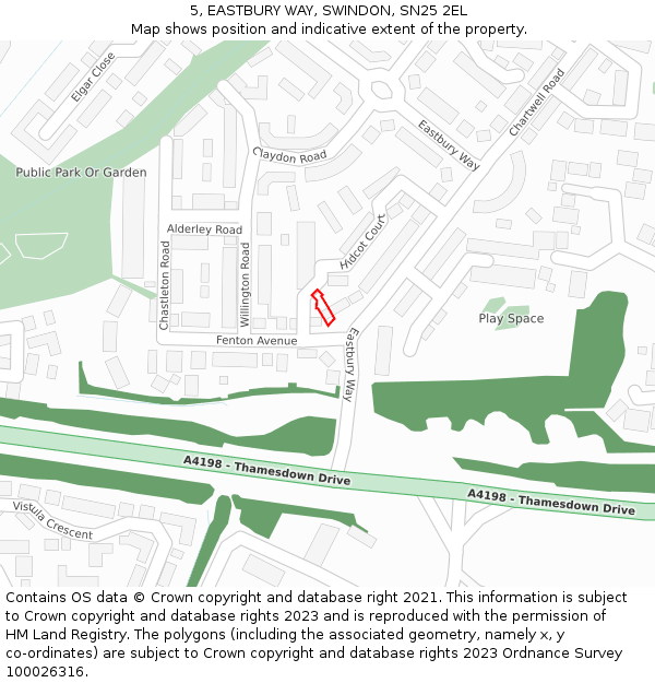 5, EASTBURY WAY, SWINDON, SN25 2EL: Location map and indicative extent of plot