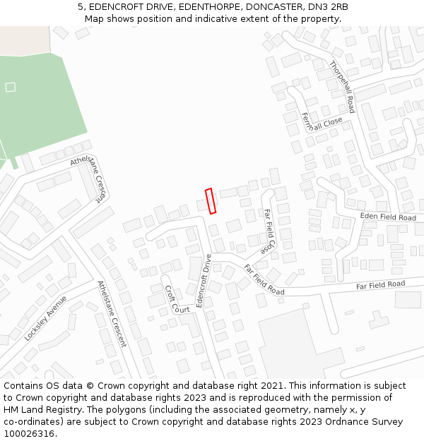 5, EDENCROFT DRIVE, EDENTHORPE, DONCASTER, DN3 2RB: Location map and indicative extent of plot
