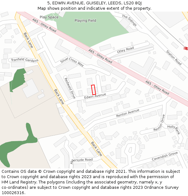 5, EDWIN AVENUE, GUISELEY, LEEDS, LS20 8QJ: Location map and indicative extent of plot