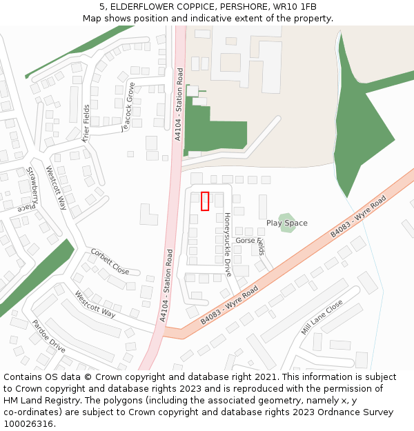 5, ELDERFLOWER COPPICE, PERSHORE, WR10 1FB: Location map and indicative extent of plot